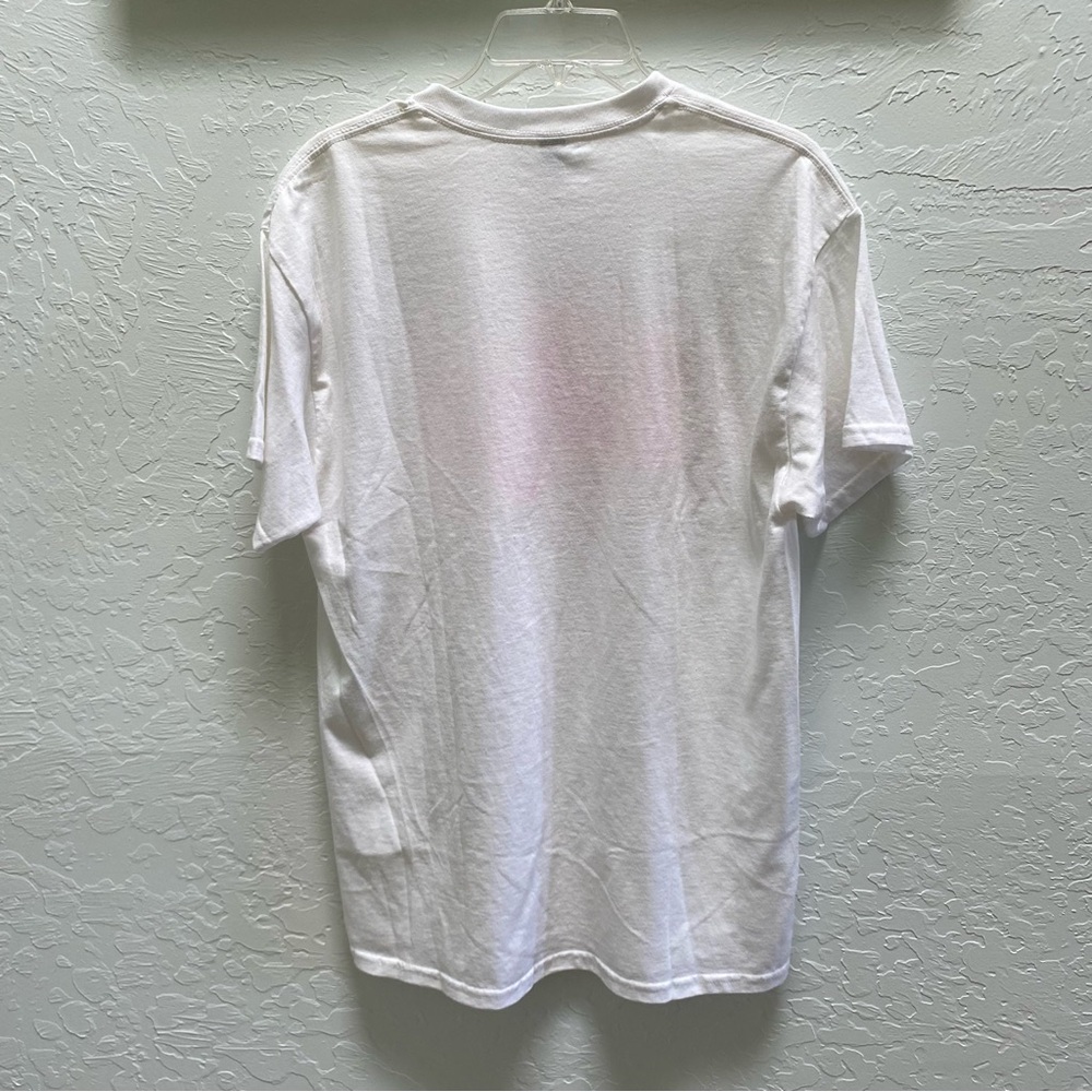 Vintage 90s Las Vegas Print Large T-Shirt Women's White w/ Hot Pink Neon Graphic - Picture 7 of 12